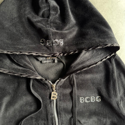 Y2K Women’s BCBG Black Velor Zip-Up