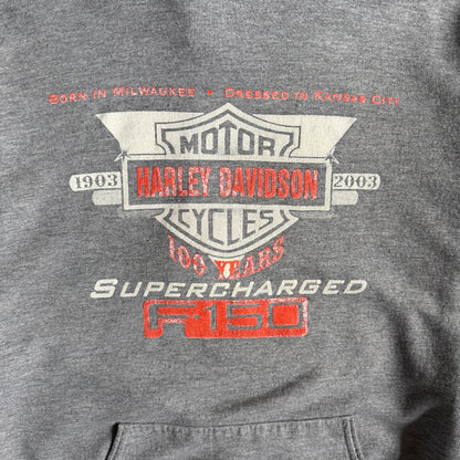 Y2K Harley Davidson Ford F150 Faded Grey Hoodie