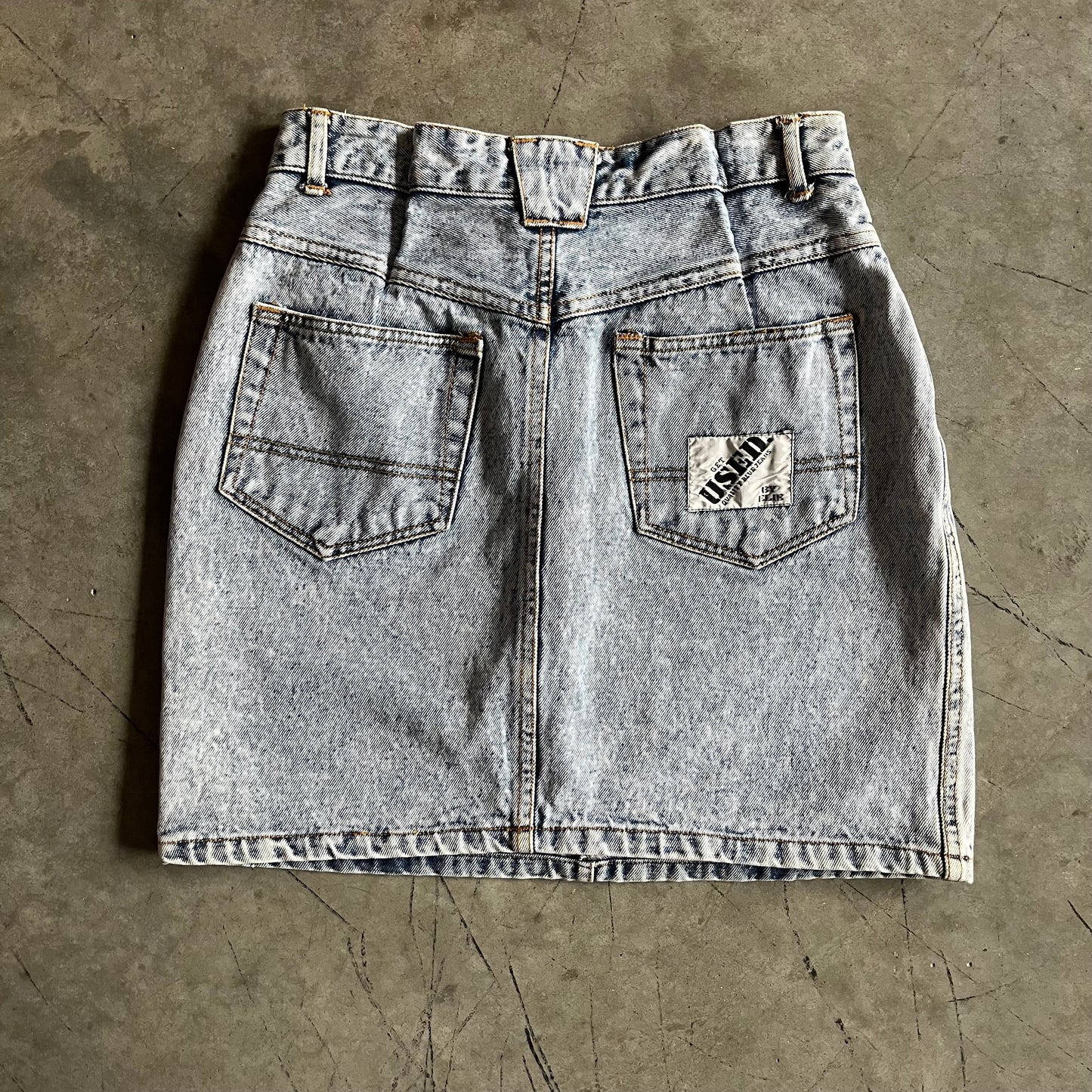 Women’s Vintage Get Used Acid Wash Denim Mini Skirt