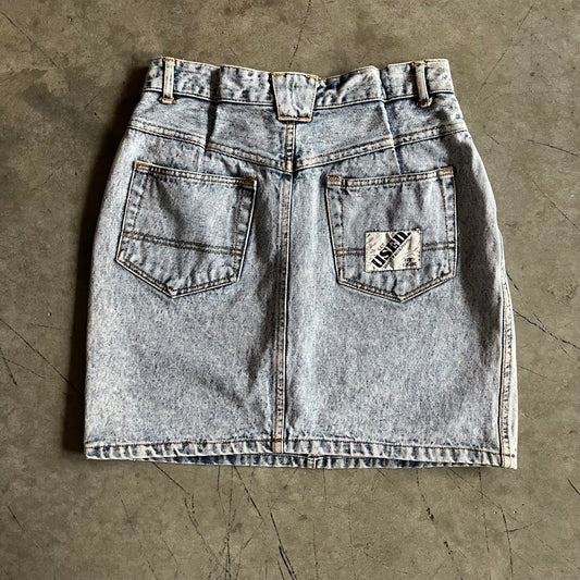 Women’s Vintage Get Used Acid Wash Denim Mini Skirt