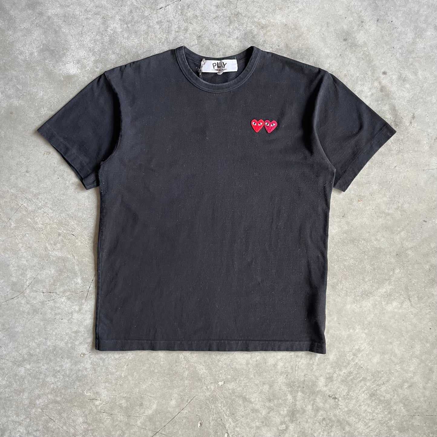 Comme Des Garçon Play Double Heart Black T Shirt