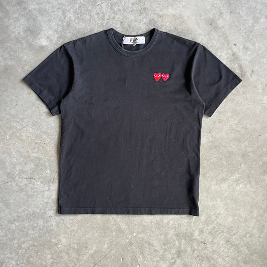 Comme Des Garçon Play Double Heart Black T Shirt