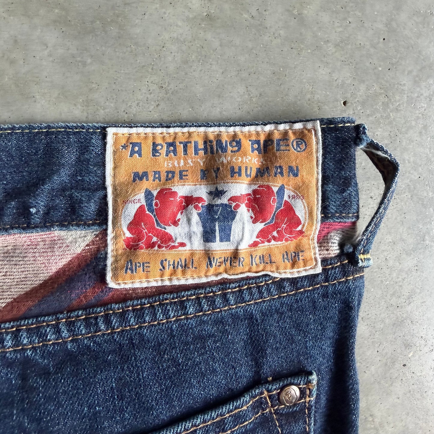 A Bathing Ape Indigo Denim Star Embroidered Jeans