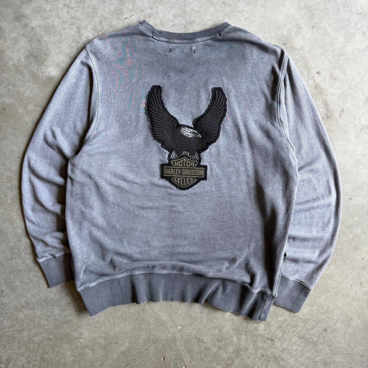 Vintage Harley Davidson Big Eagle Patch Gray Longsleeve