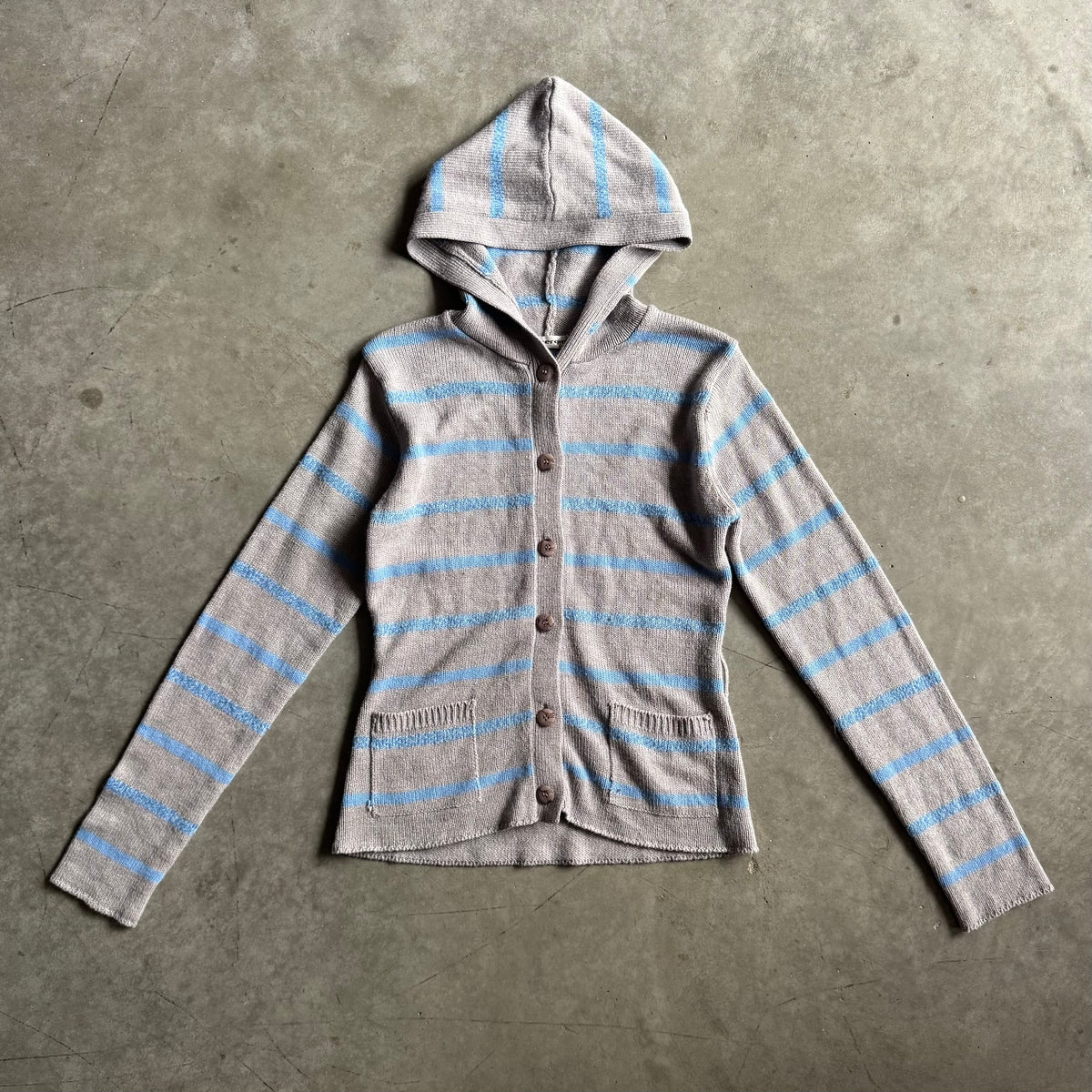 Women’s Vintage Energie Blue/Grey Grandpa Cardigan w/Hood