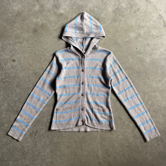 Women’s Vintage Energie Blue/Grey Grandpa Cardigan w/Hood