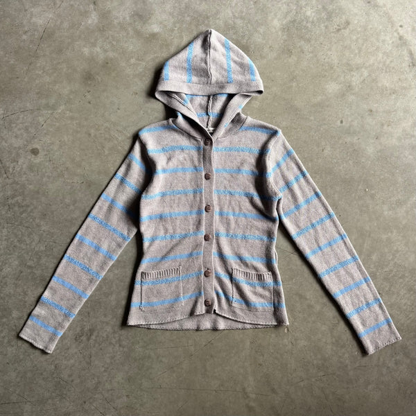 Women’s Vintage Energie Blue/Grey Grandpa Cardigan w/Hood