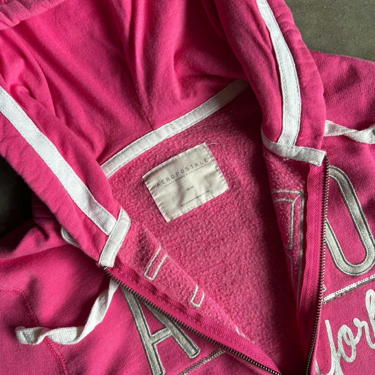 Women’s Y2K Aeropostale Pink Sequin Hoodie