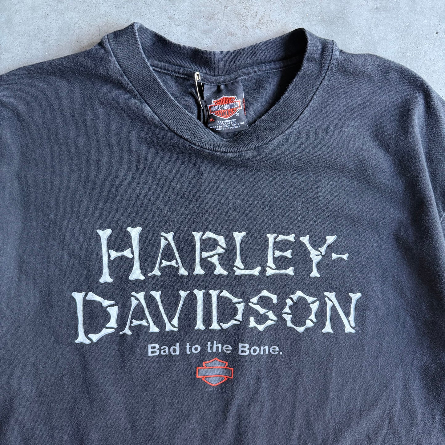 Vintage G&W Harley Davidson ‘Bad To The Bone’ Skeleton Spell-Out Tee