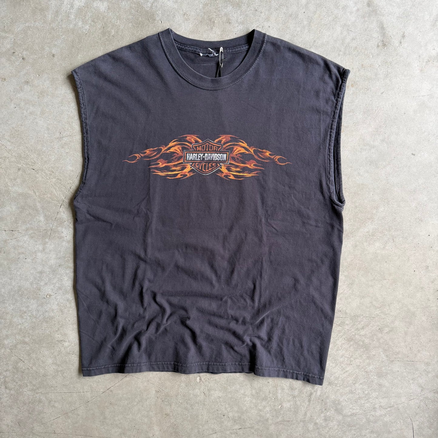 Y2K Harley Davidson Flaming Logo Sleeveless Tee