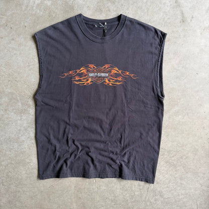 Y2K Harley Davidson Flaming Logo Sleeveless Tee
