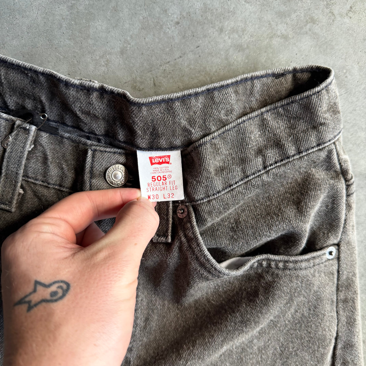 Vintage Levi’s 505 Charcoal Wash Straight Leg Jeans