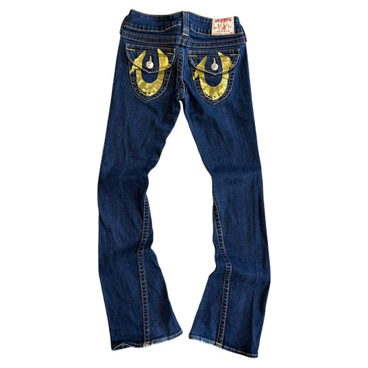 Woman’s True Religion Joey Gold Horseshoe Flared Jeans