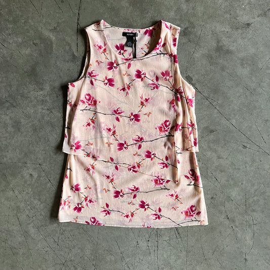 Women’s Y2K Alfani Boho Asymmetric Pink Floral Tank