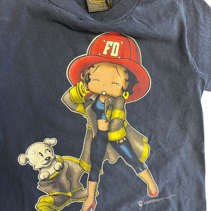 Vintage Betty Boop Fire Fighter Navy Baby Tee