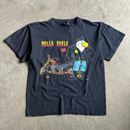 Vintage Hell’s Eagle Americas Eagles Motorcycle Biker Navy T Shirt
