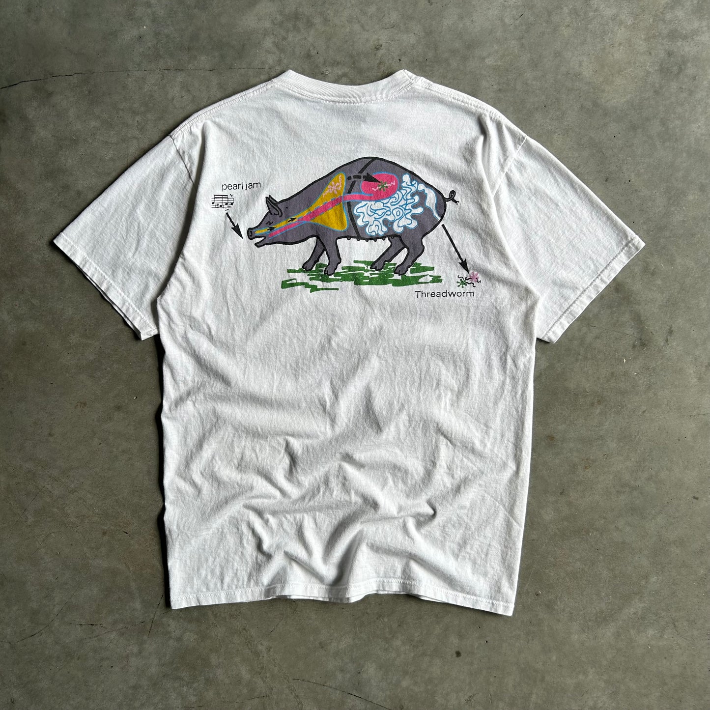 Vintage 1993 Pearl Jam Vs Threadworm Pig T Shirt