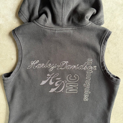 Y2K Women’s Harley Davidson Sleeveless Zip-Up Hoodie