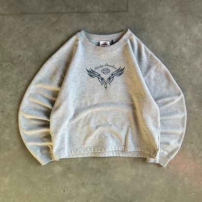 Women’s Y2K Harley Davidson Grey Crewneck