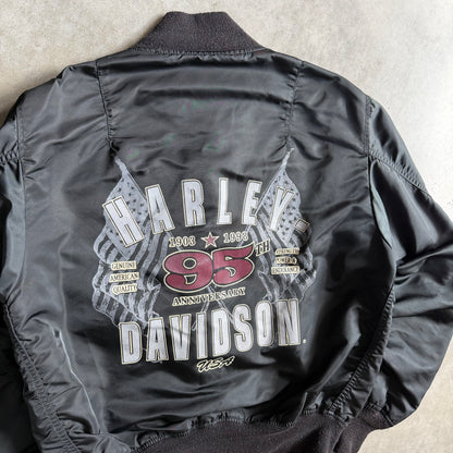 Vintage Harley Davidson Big Back Graphic Nylon Bomber