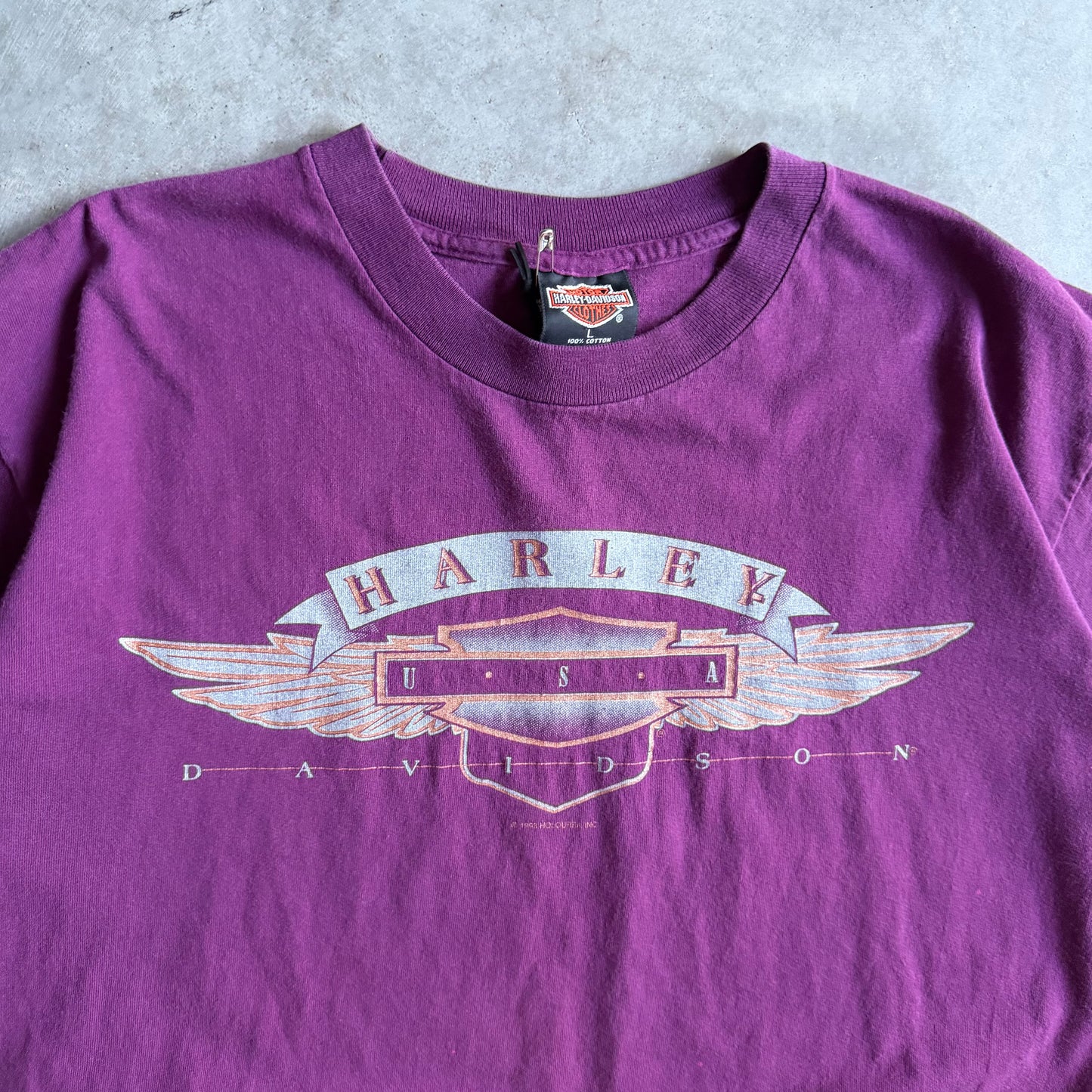 Vintage Kutter Harley Davidson Burgundy Winged Shield Tee