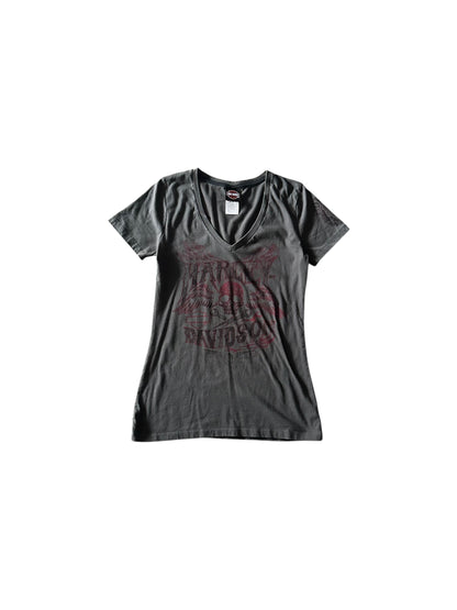 Women’s Harley Davidsons Grey Skull Graphic Grunge T Shirt