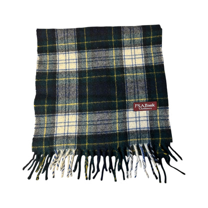JoS A. Bank Green Plaid Wool Scarf