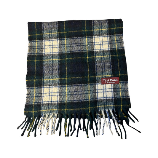 JoS A. Bank Green Plaid Wool Scarf