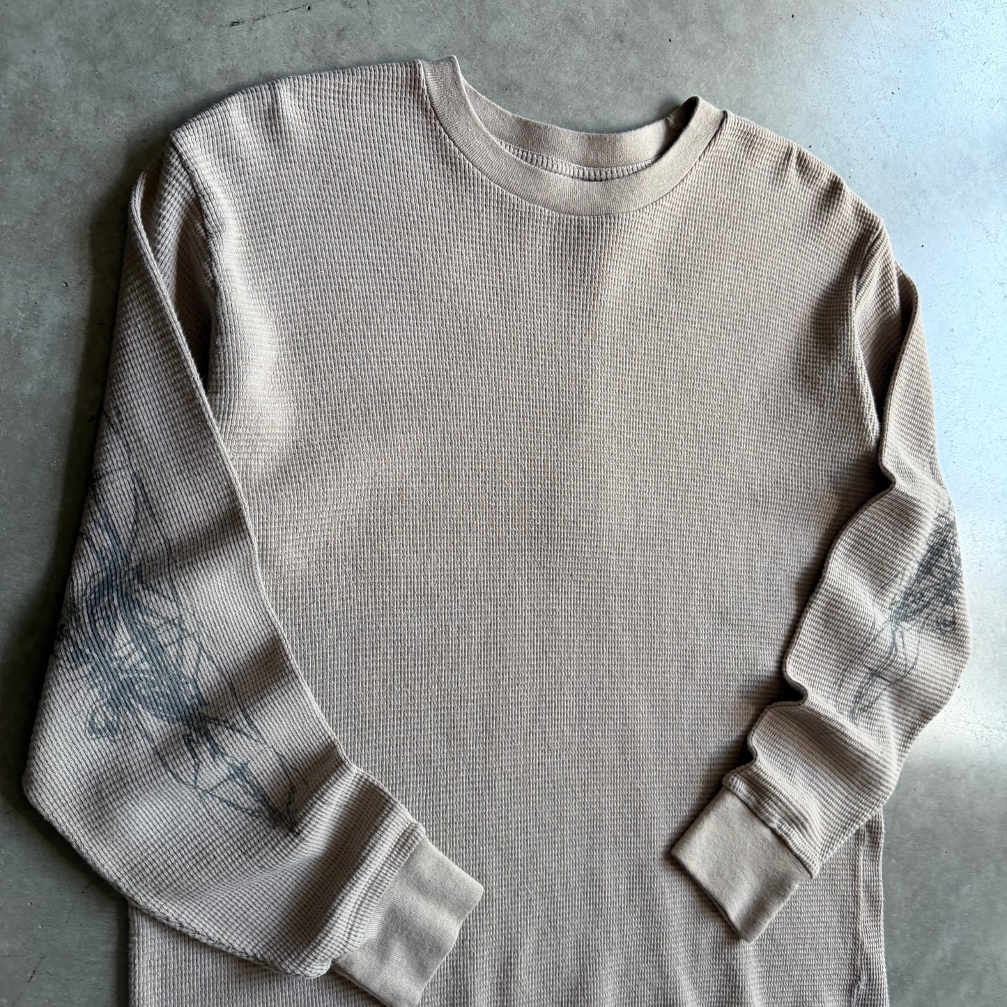 Y2K Basketcase Tan Waffle Knit Sleeve Hit Longsleeve