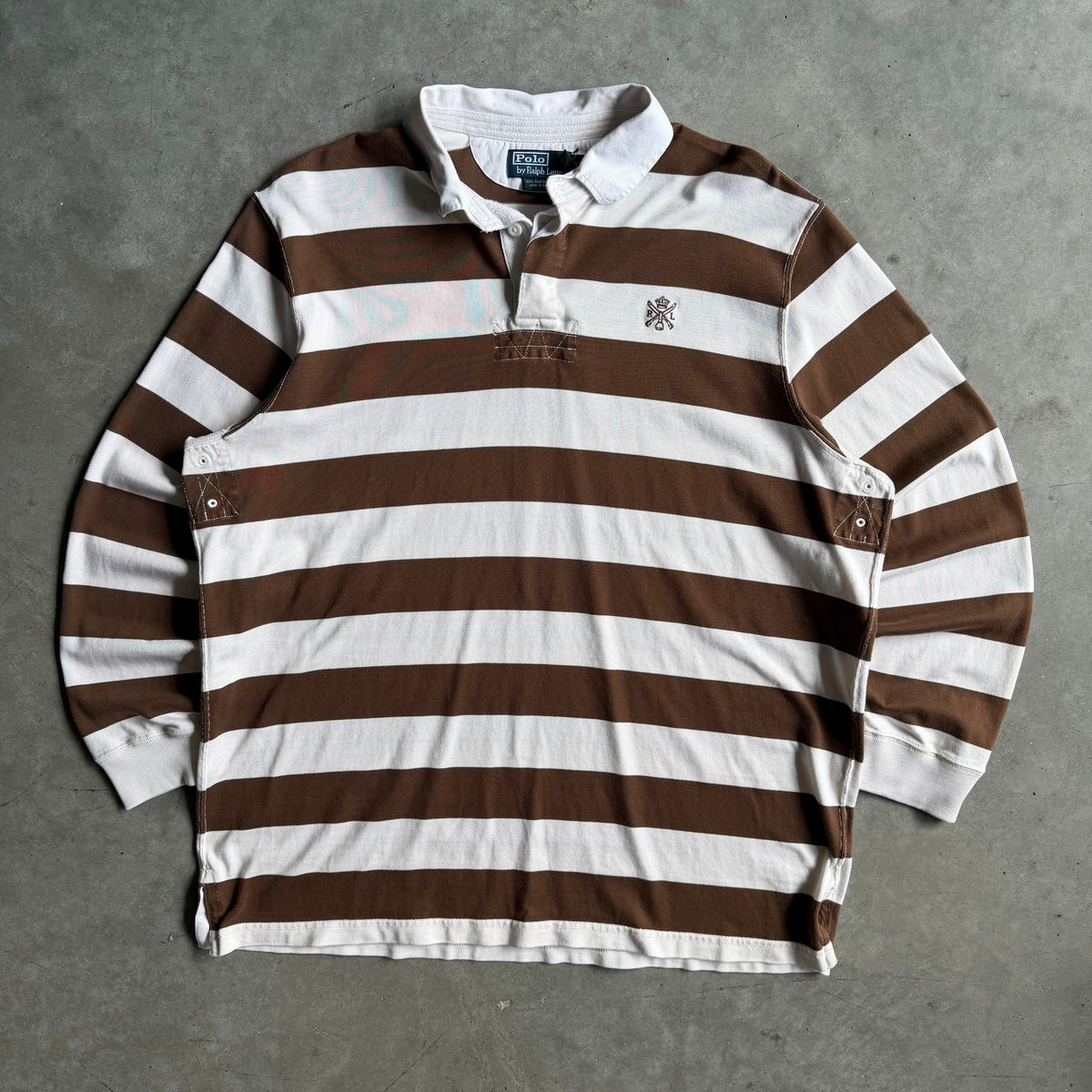 Polo Ralph Lauren Brown Striped Guns & Crowns Crest Rugby Shirt