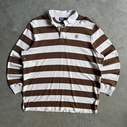 Polo Ralph Lauren Brown Striped Guns & Crowns Crest Rugby Shirt