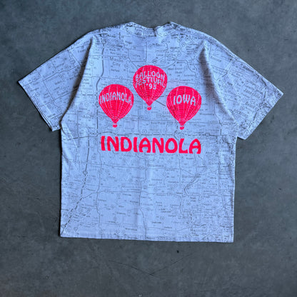 Vintage Indianola Iowa Hot Air Balloon Festival AOP Map Tee