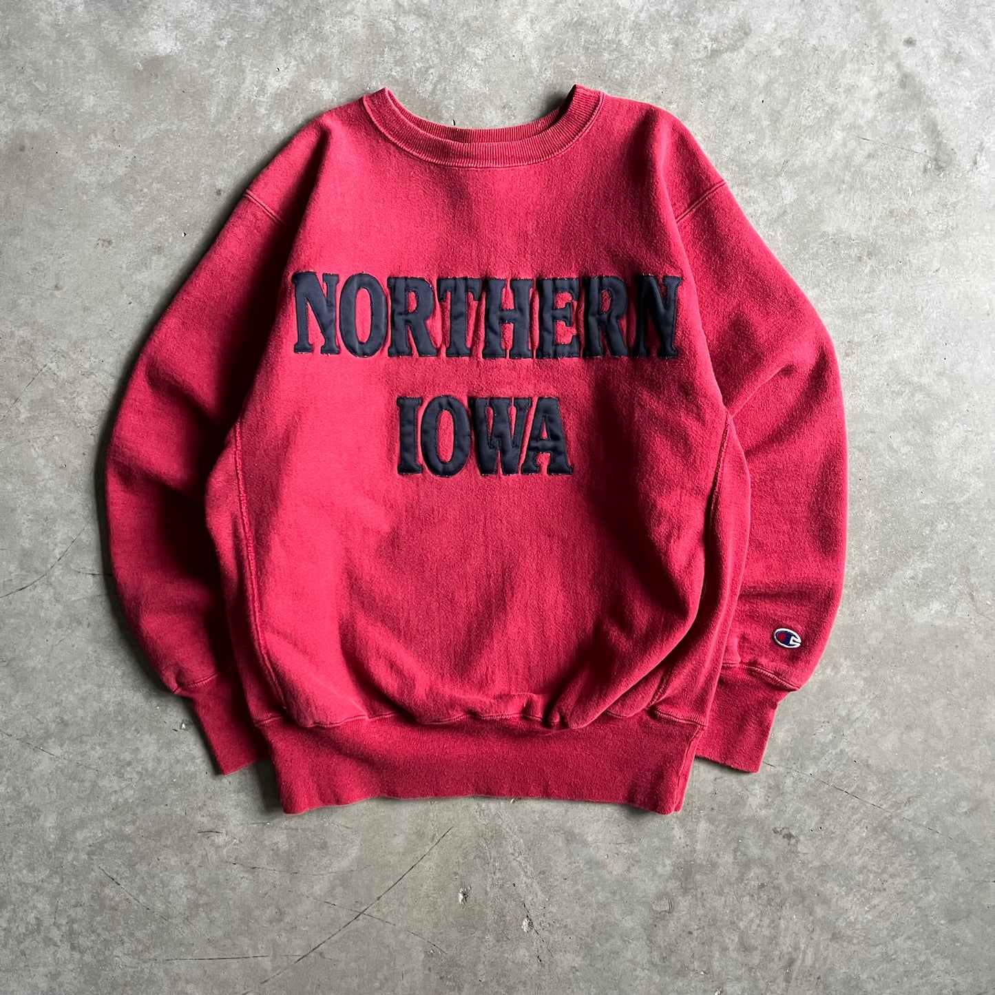 Vintage Champion Northern Iowa Spell Out Reverse Weave Burg/Navy