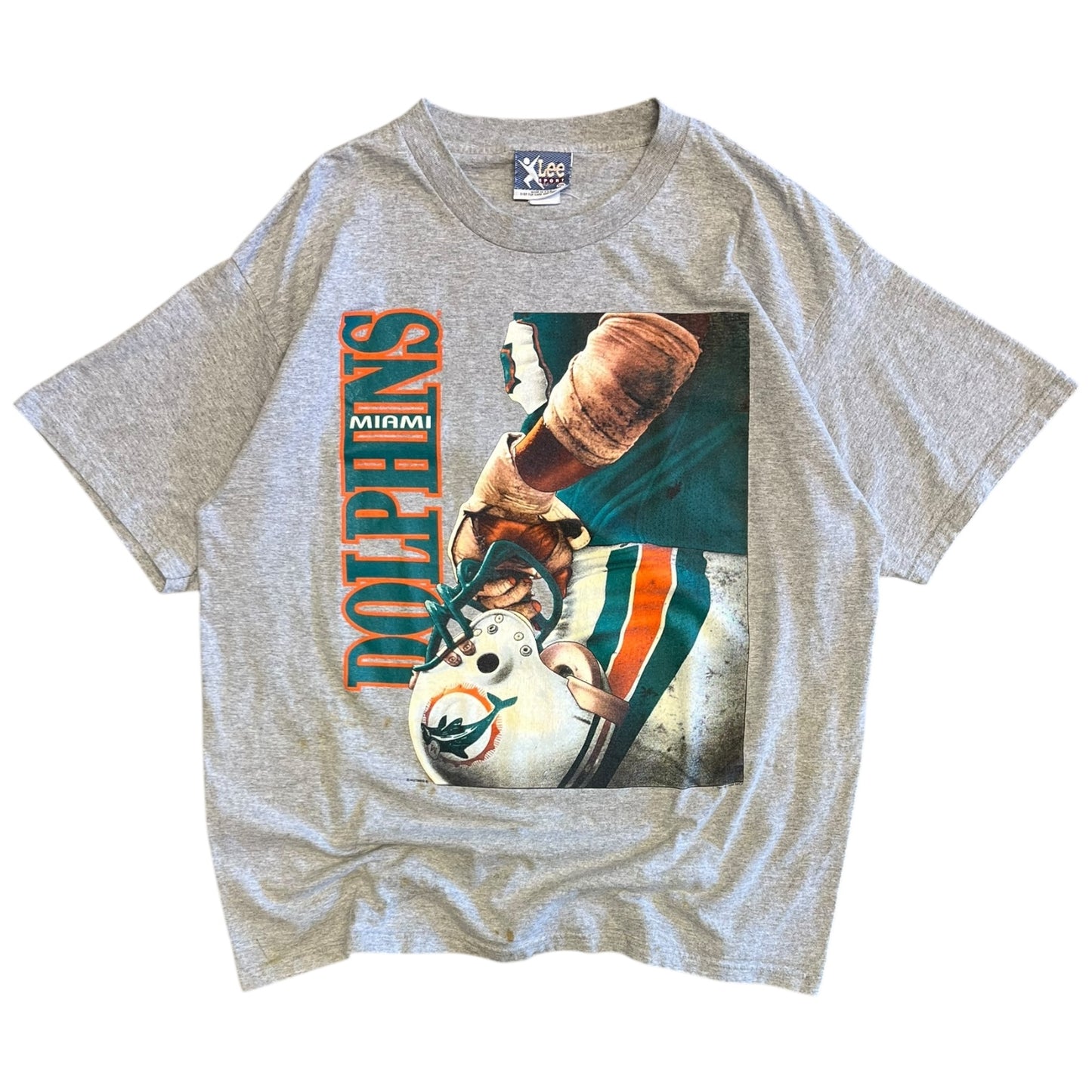 Vintage Miami Dolphins Big Player Helmet Grey Tee