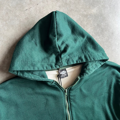 Y2K Kelly Green Thermal Lined Zip Up Sweatshirt