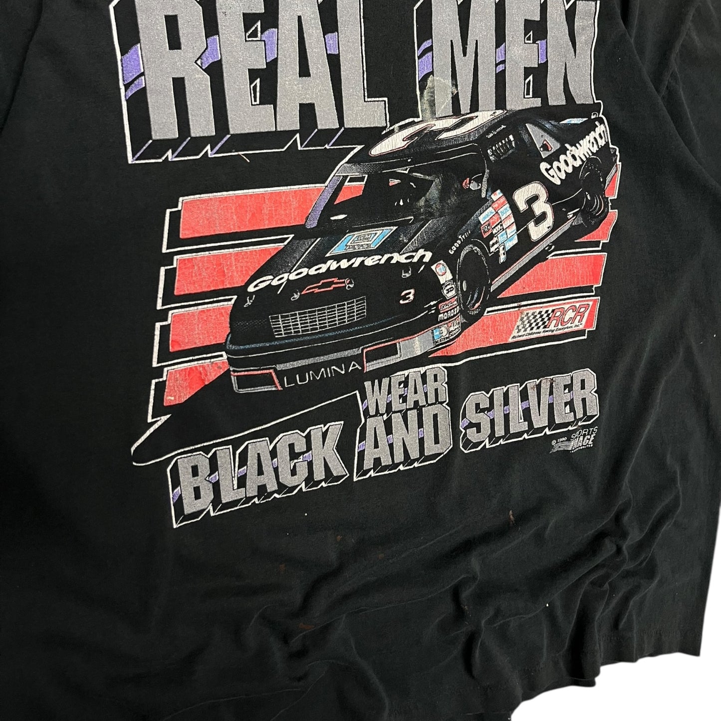 Vintage Dale Earnhardt Real Men Wear Black And Silver Tee