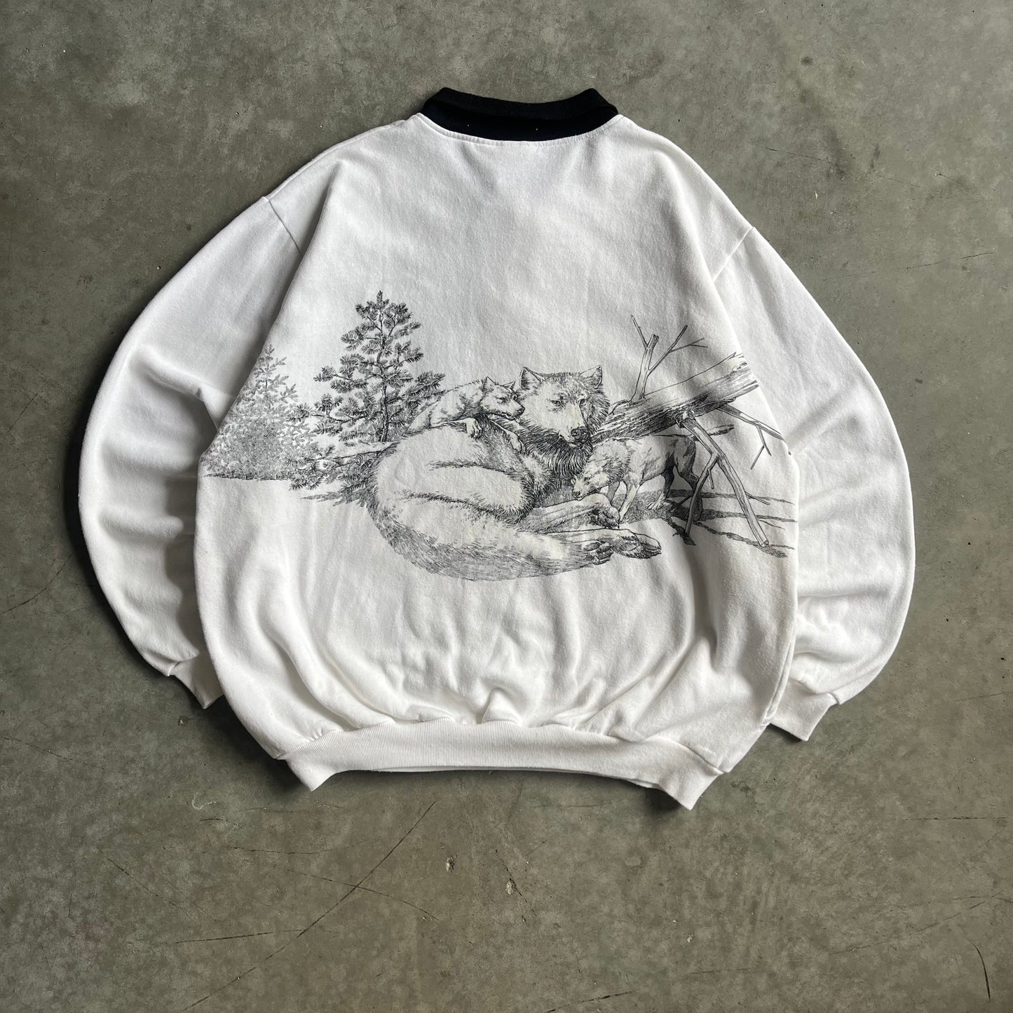Vintage Howling Wolf Over The Forest Sweatshirt