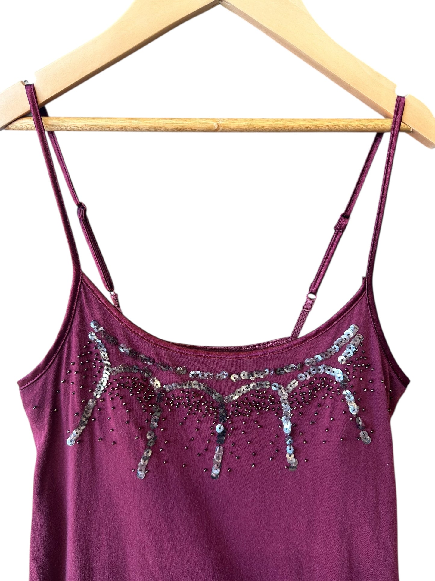 Women’s Y2K Hollister Maroon Boho Sequin Camisole