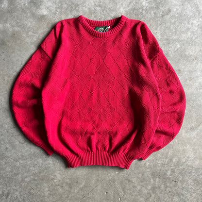 Vintage Red Diamond Woven Sweater