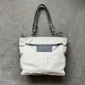 Y2K Coach White/Grey Leather Pleated Gallery Tote Bag