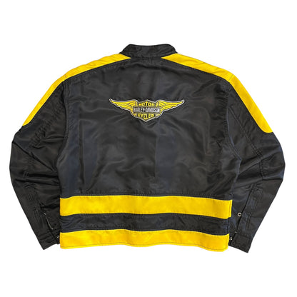 Y2K Black & Yellow Harley Motorcycle Jacket