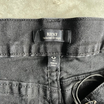 Y2K True Religion Black Ricky Straight Relaxed Fit Jeans