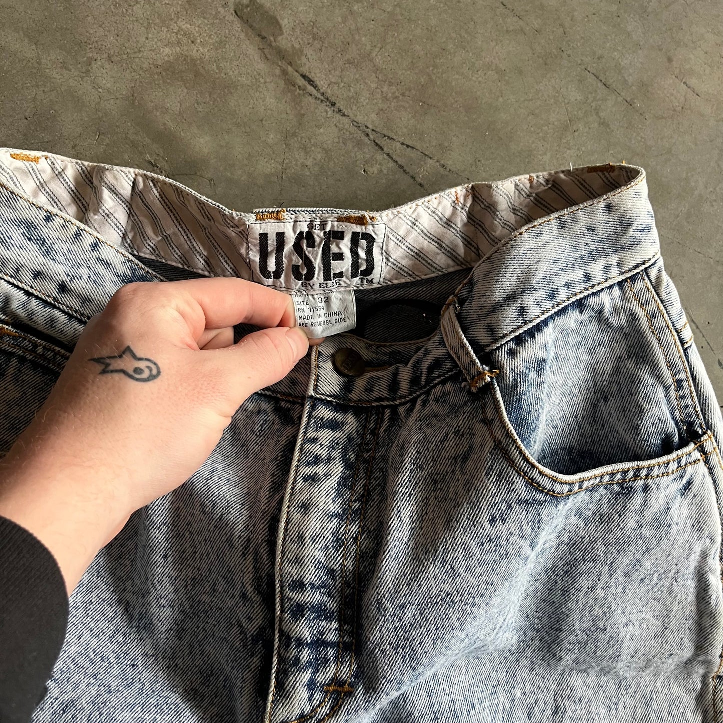 Women’s Vintage Get Used Acid Wash Denim Mini Skirt