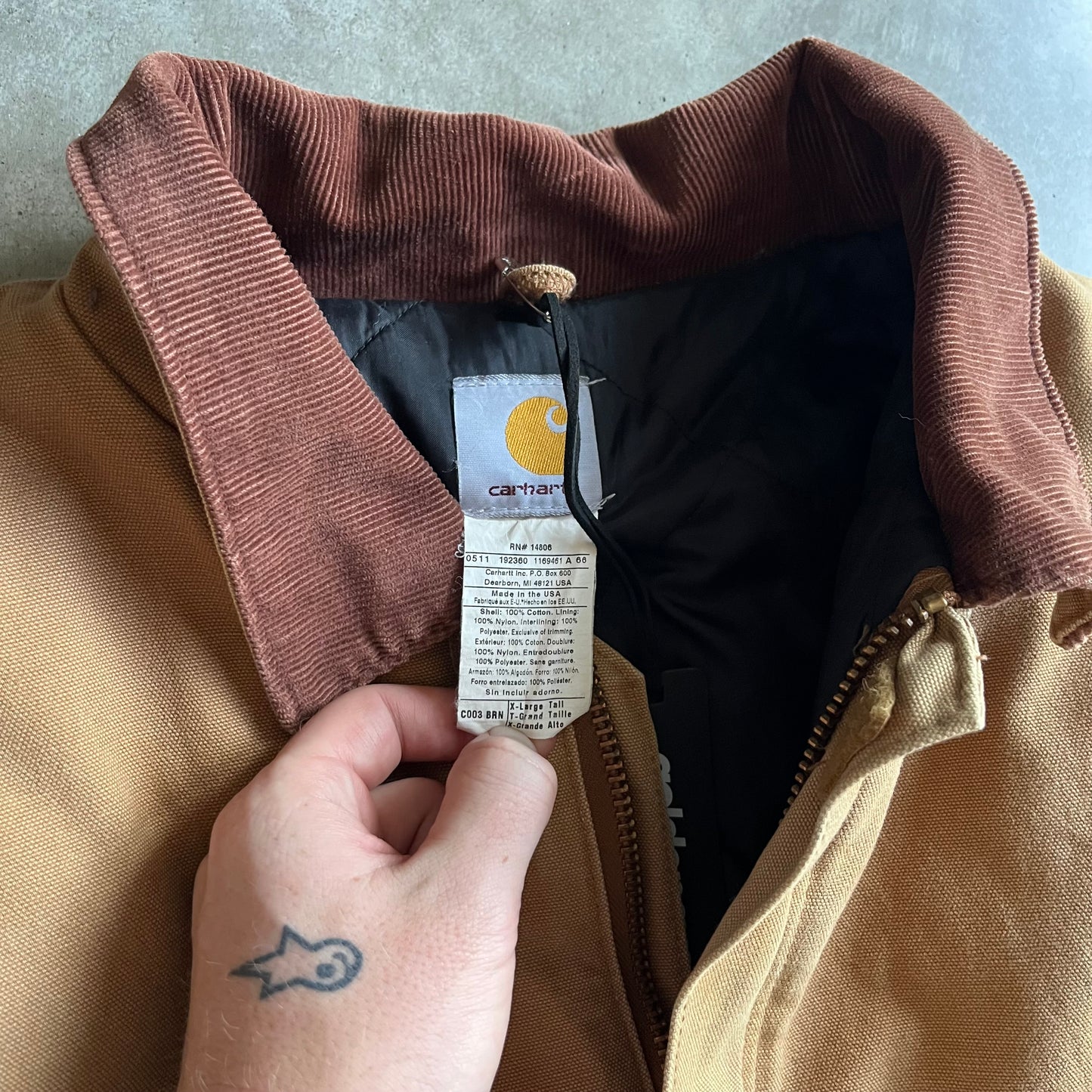 Vintage Carhartt C003 BRN Insulated Optional Hood Jacket