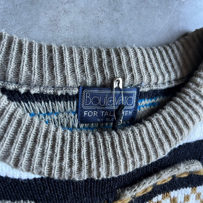 Vintage Boulevard 3D Knit Brown & Blue Sweater