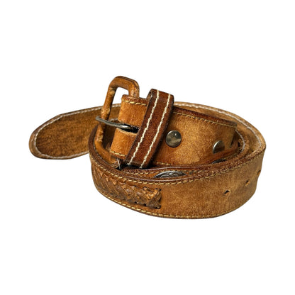 Braided And Embossed Leather Concho Belt