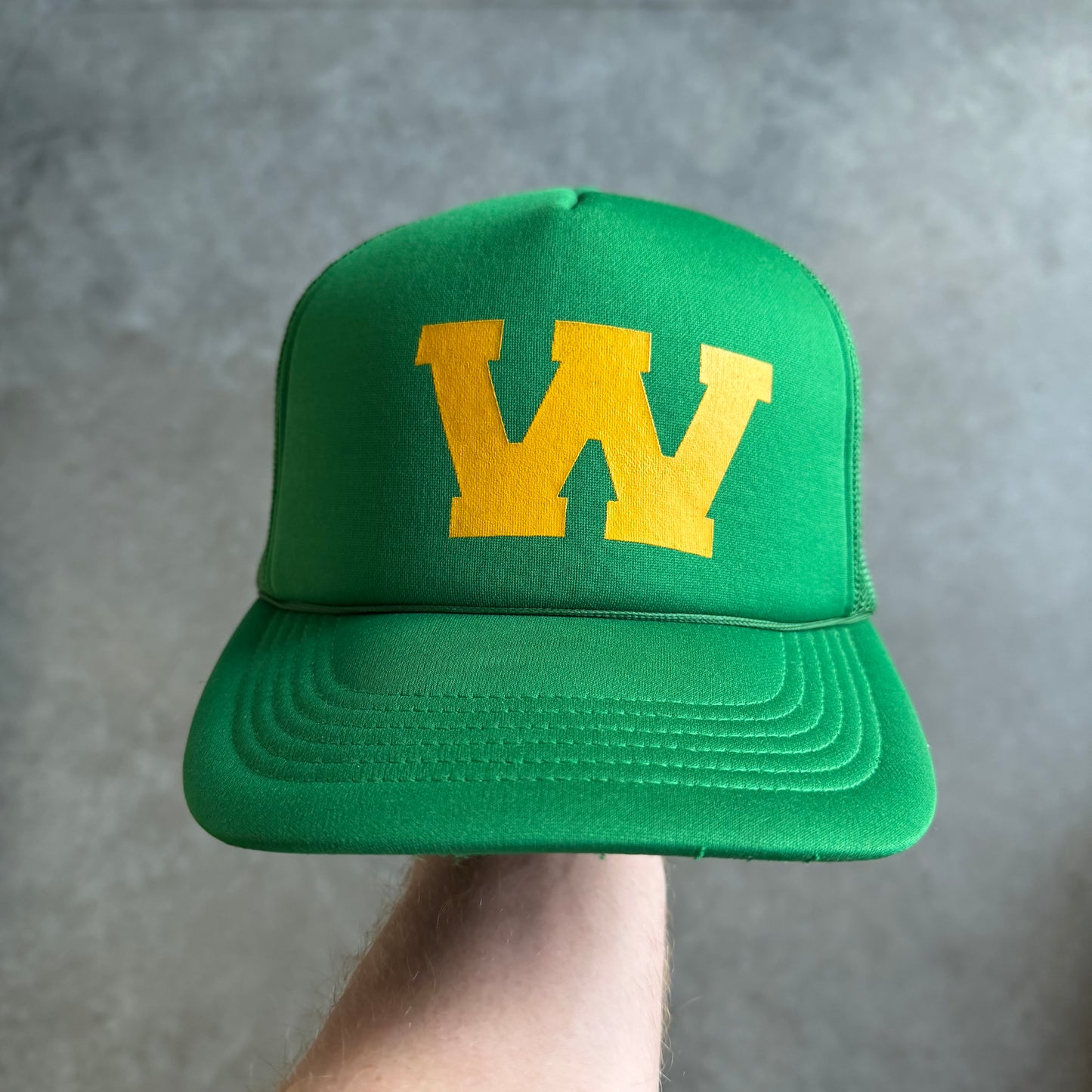 Vintage Green & Yellow ‘W’ Mesh Trucker Hat