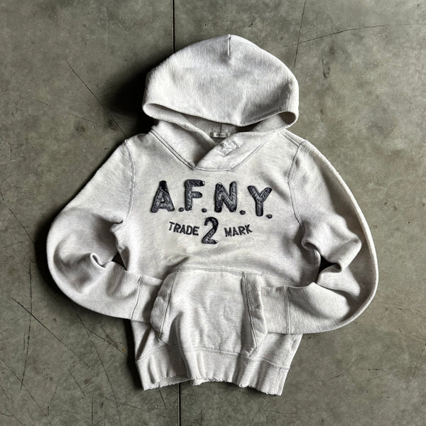 Y2K Abercrombie & Fitch Distressed White Embroidered Hoodie