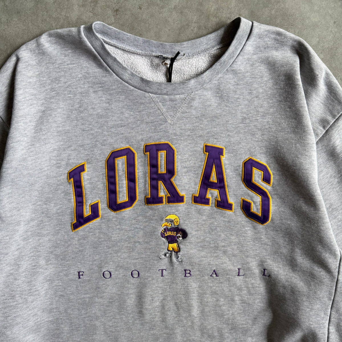 Vintage Loras University Grey Embroidered Crewneck