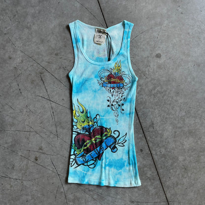 Y2K Vocal Blue Tattoo Rhinestone Grunge Tank